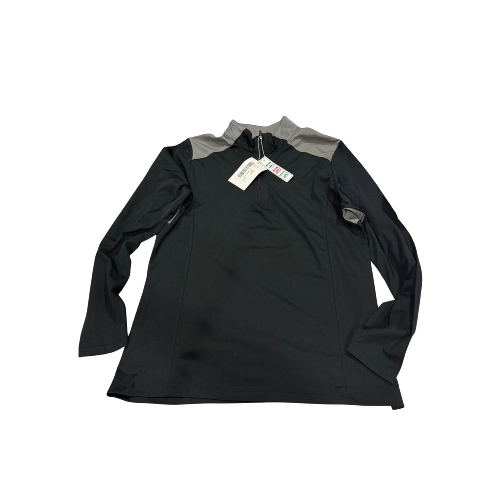 TEAM 365‎ Ladies Black Gray Quarter Zip Long Sleeve Athletic Pullover L